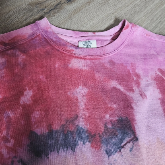 Comfort Colors Pink Tie Dye Sweatshirt - Picture 4 of 7